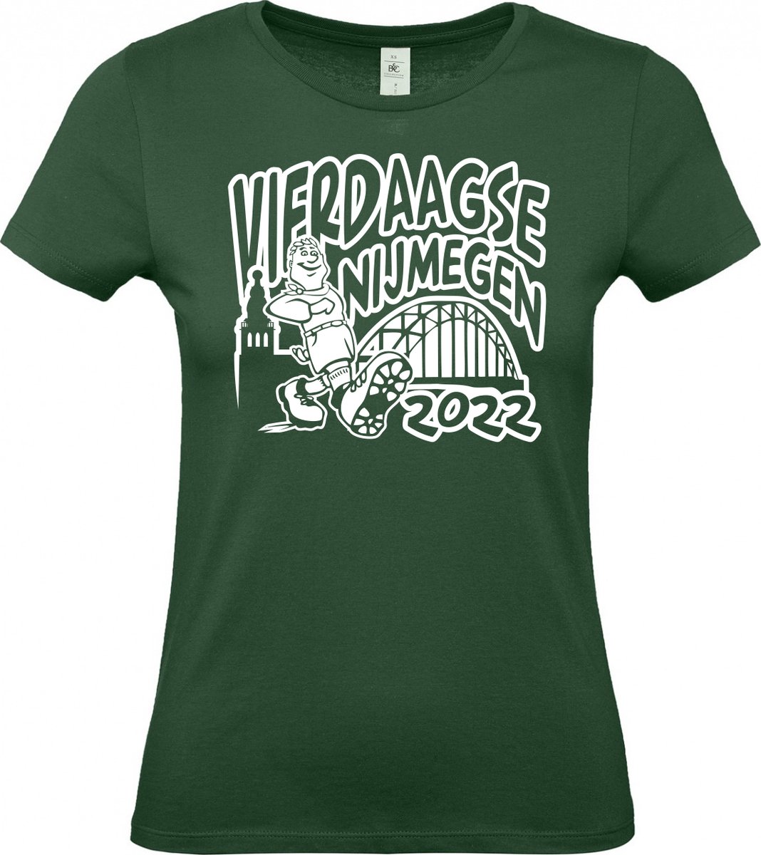 Dames t-shirt FunnyShirt De Vierdaagse |Wandelvierdaagse | Vierdaagse Nijmegen | Roze woensdag | Groen | maat M